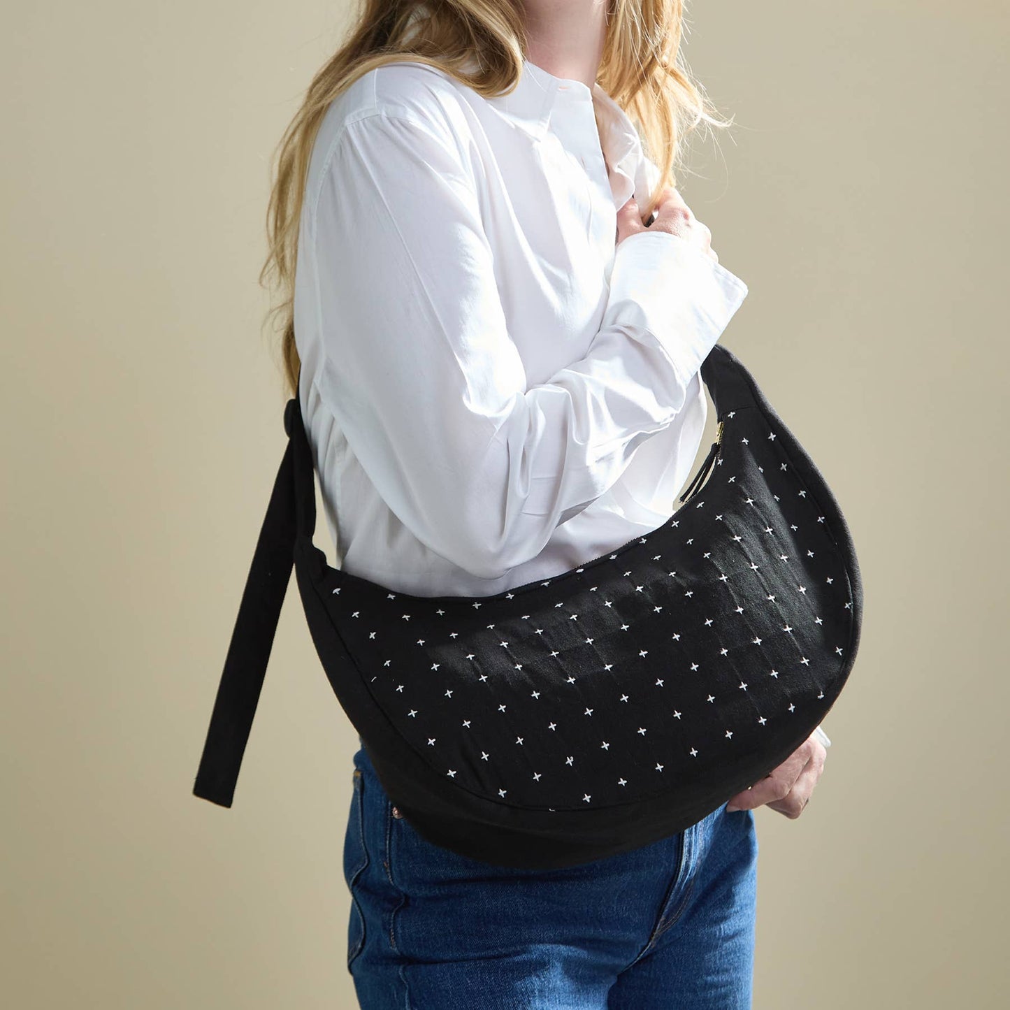 Cross-Stitch Crescent Bag - Fair trade, sustainability