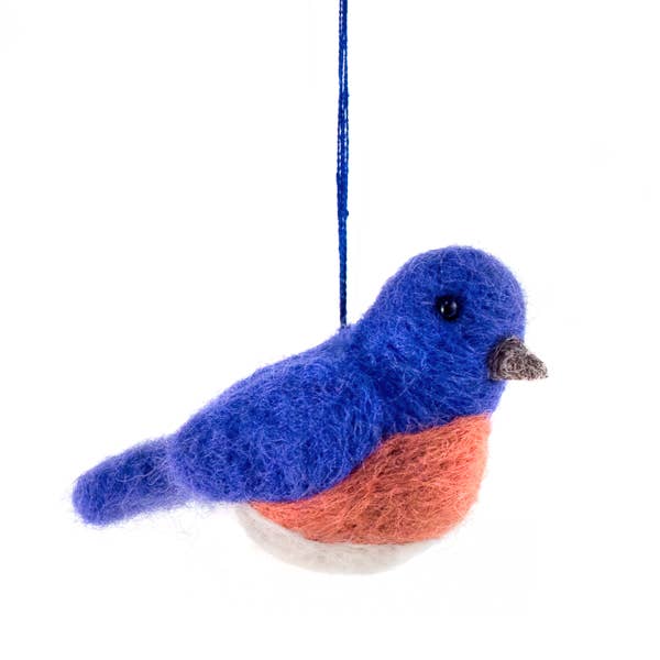 Felted Wool Bluebird Ornament