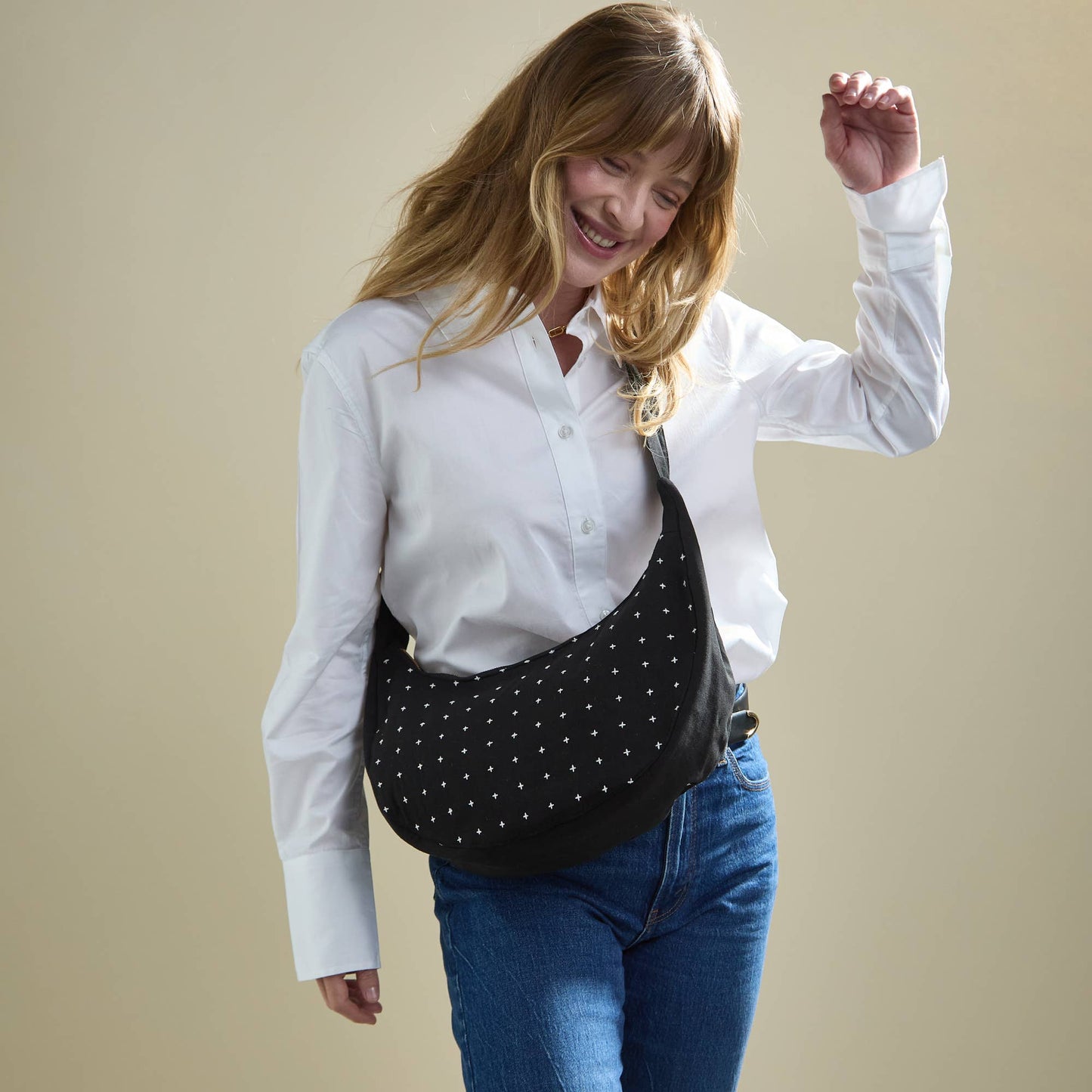 Cross-Stitch Crescent Bag - Fair trade, sustainability