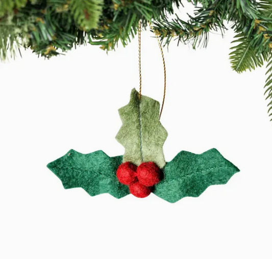 Felt Holly Ornament