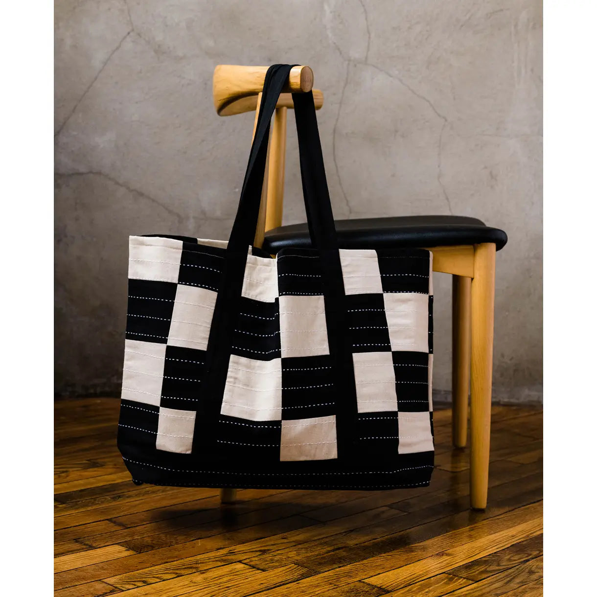 Fair Trade Handcrafted Black White Tote Bag