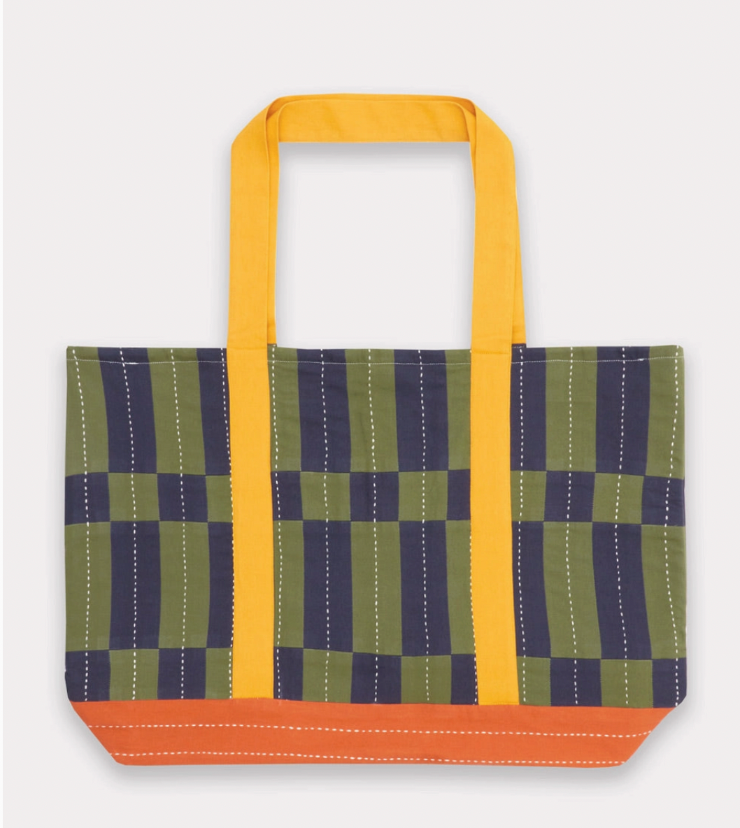 Checkered Tote Bag - Fair Trade Handcrafted
