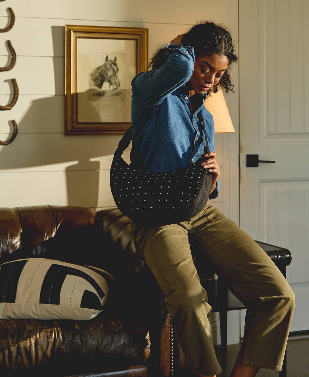 Cross-Stitch Crescent Bag - Fair trade, sustainability