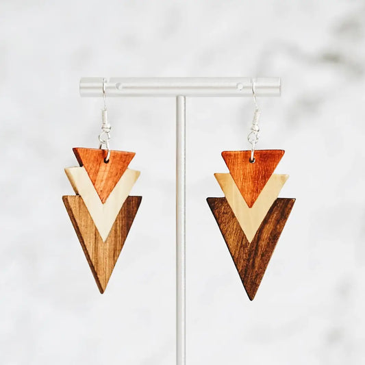 fair trade handmade wooden earrings 