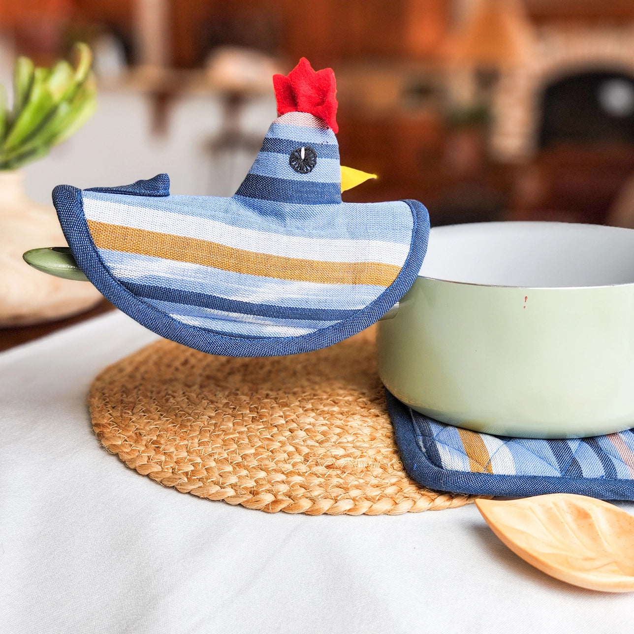 Fair Trade Handcrafted Pot holder blue